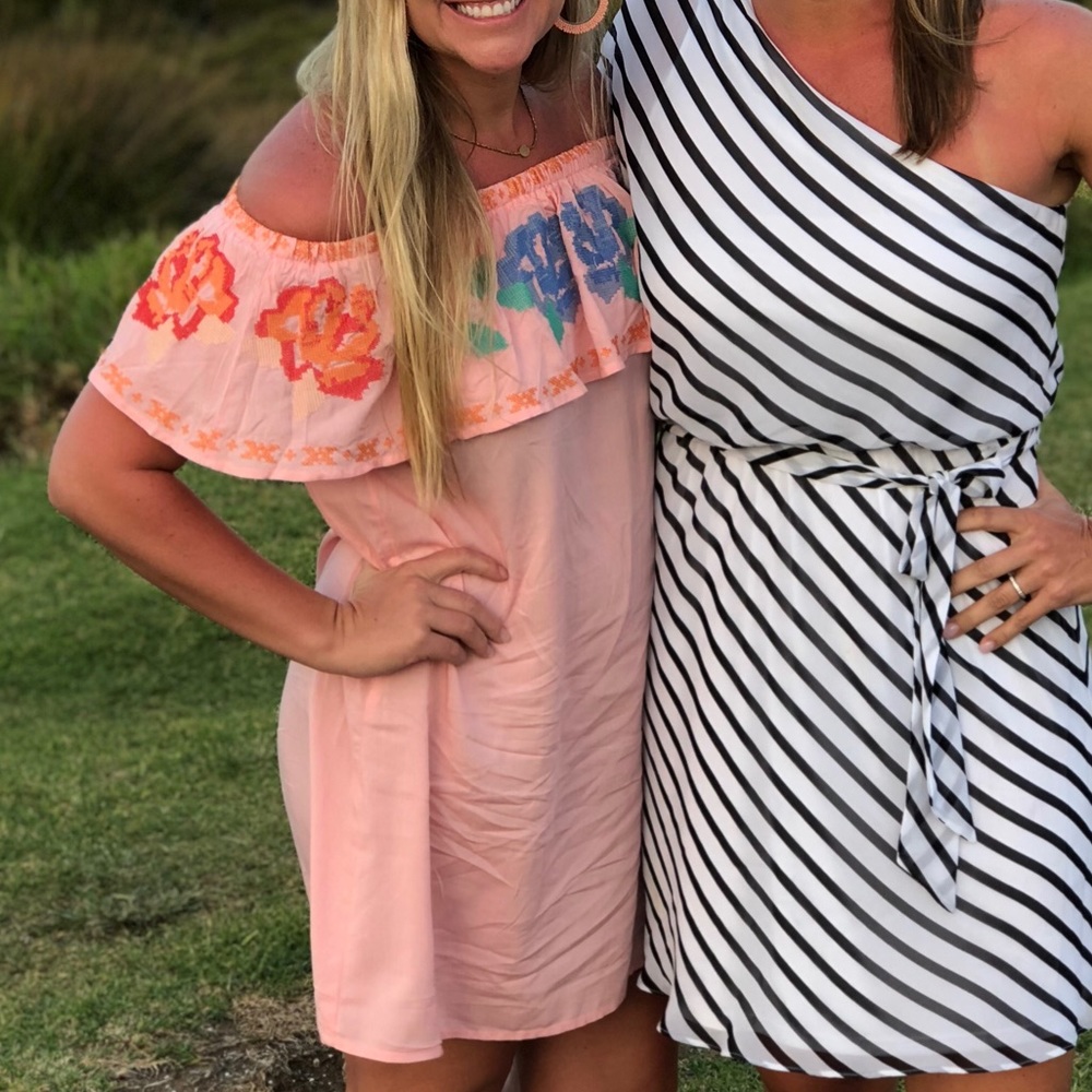 Off the shoulder pink dress